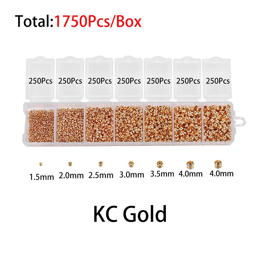 Mixed Color Crimp End Beads, 1750pcs