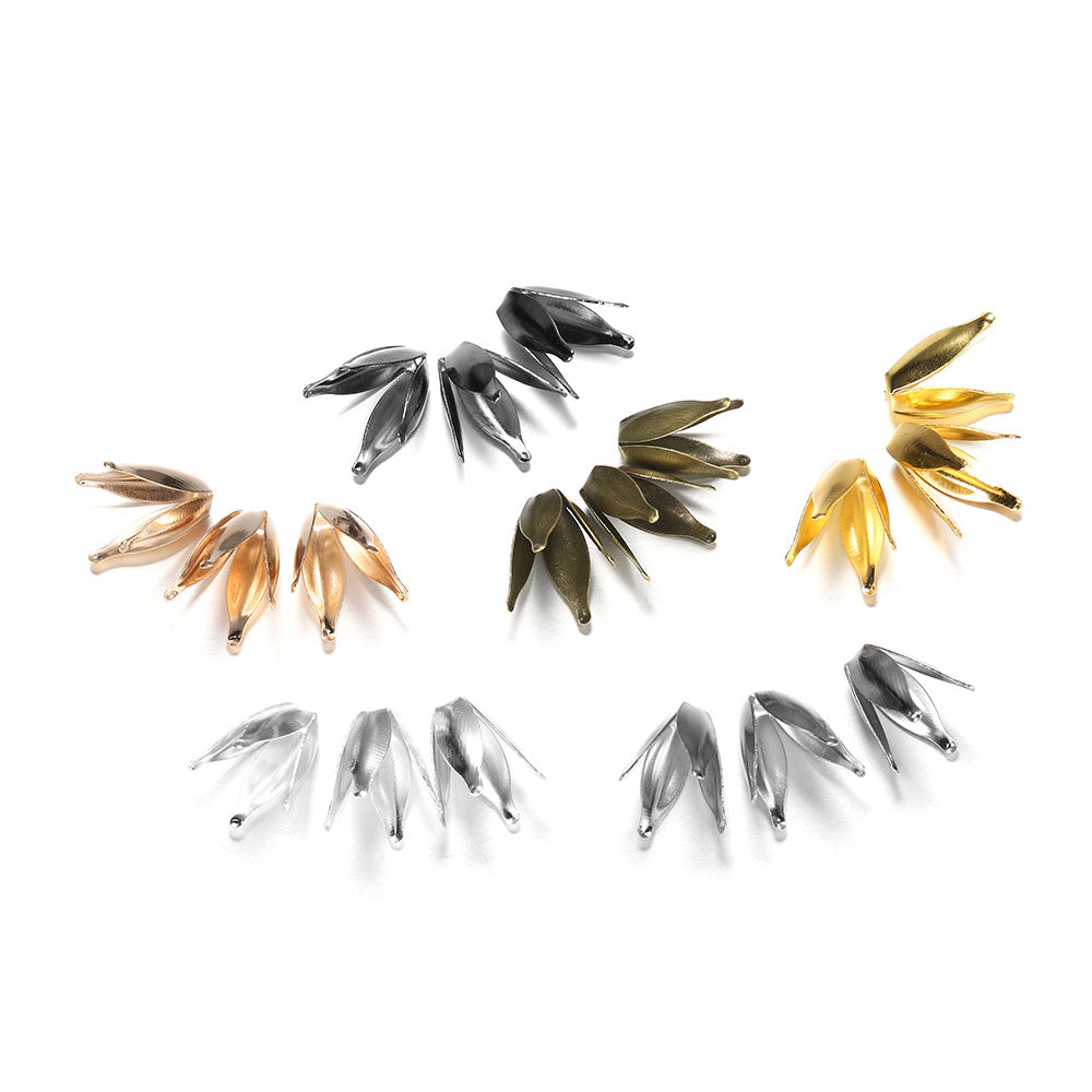 Silver Gold Filigree Petal Bead Caps, 100pcs