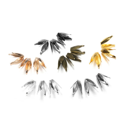 Silver Gold Filigree Petal Bead Caps, 100pcs