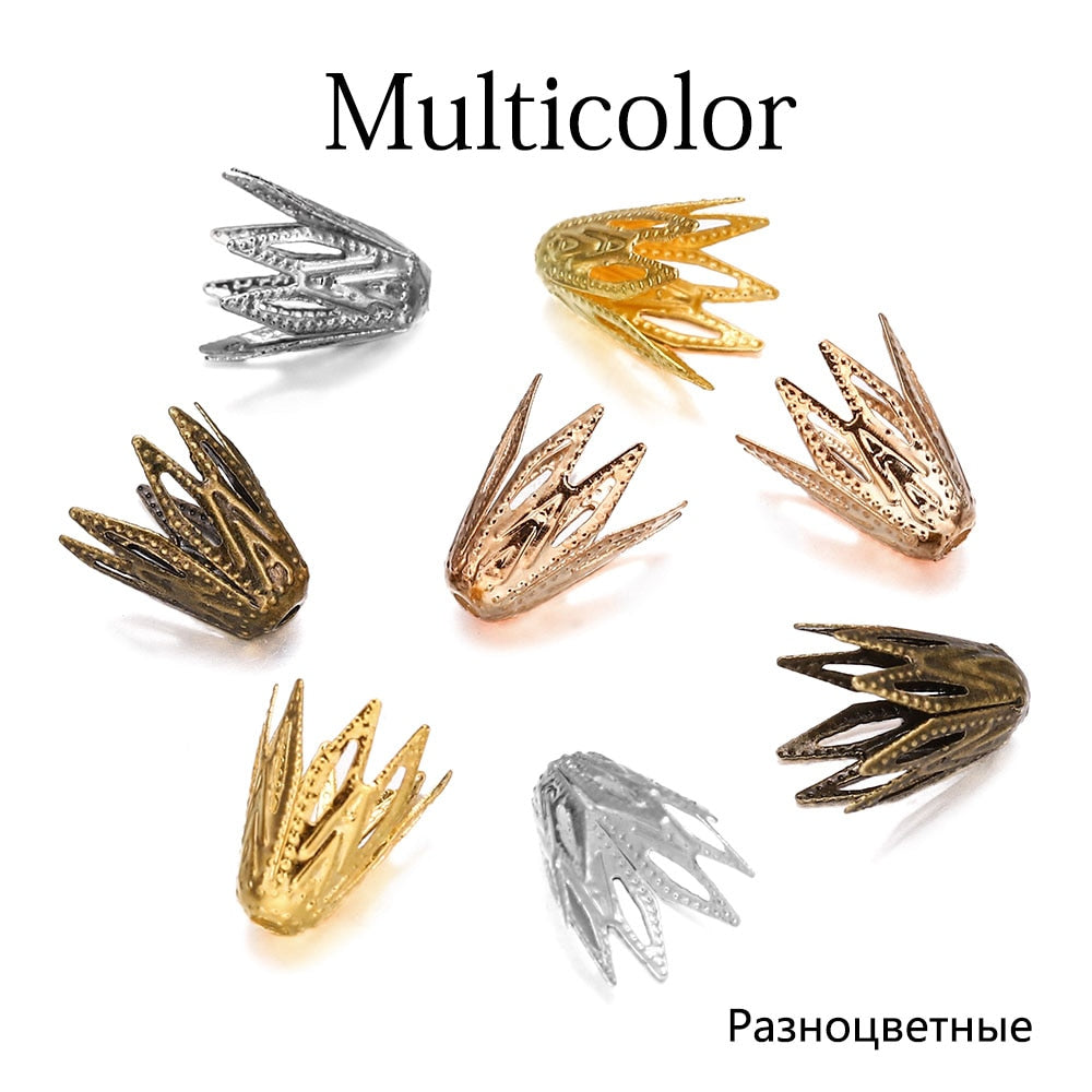 8x10mm Gold Filigree Cone Flower Bead Caps, 100pcs