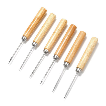 2pcs Wooden Sewing Awl for Leather & Jewelry Crafting