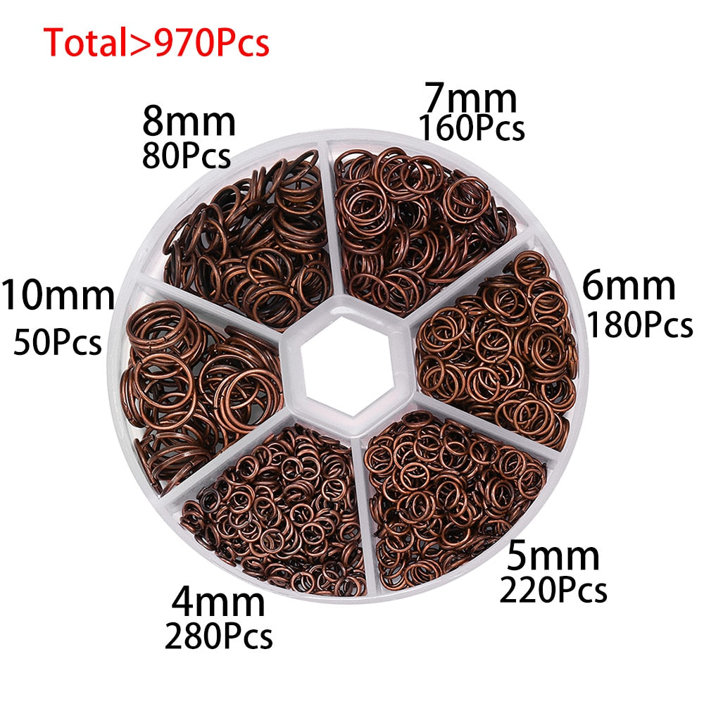 Mixed Color Jump Ring Set, 970pcs