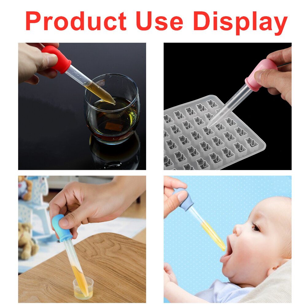 2-5pcs 5ml Clear Silicone Graduated Droppers for Crafts & Candy Molds