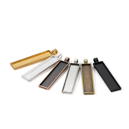 5pcs 10x50mm Rectangle Pendant Cabochon Base