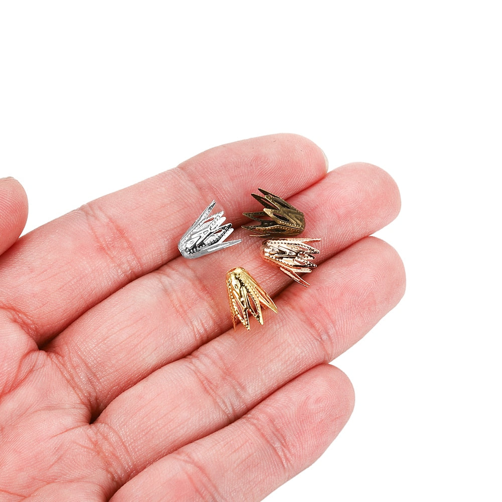 8x10mm Gold Filigree Cone Flower Bead Caps, 100pcs
