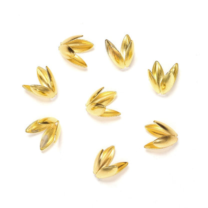Gold Plated Flower Bead Caps, 100pcs