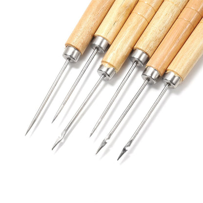 2pcs Wooden Sewing Awl for Leather & Jewelry Crafting