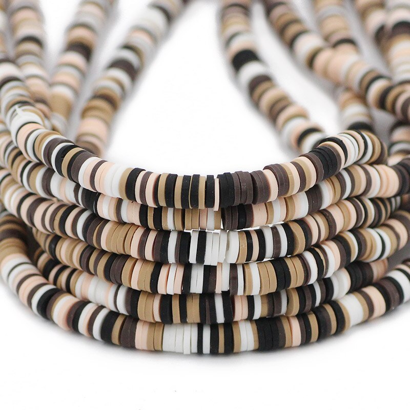 6mm Mixed Color Flat Round Polymer Clay Beads