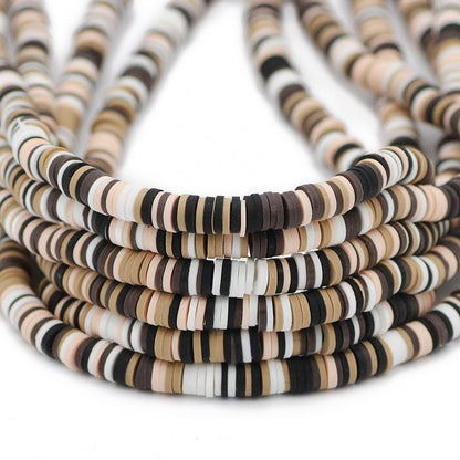 6mm Mixed Color Flat Round Polymer Clay Beads