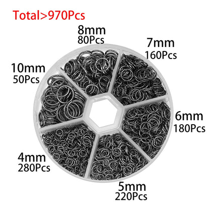 Mixed Color Jump Ring Set, 970pcs