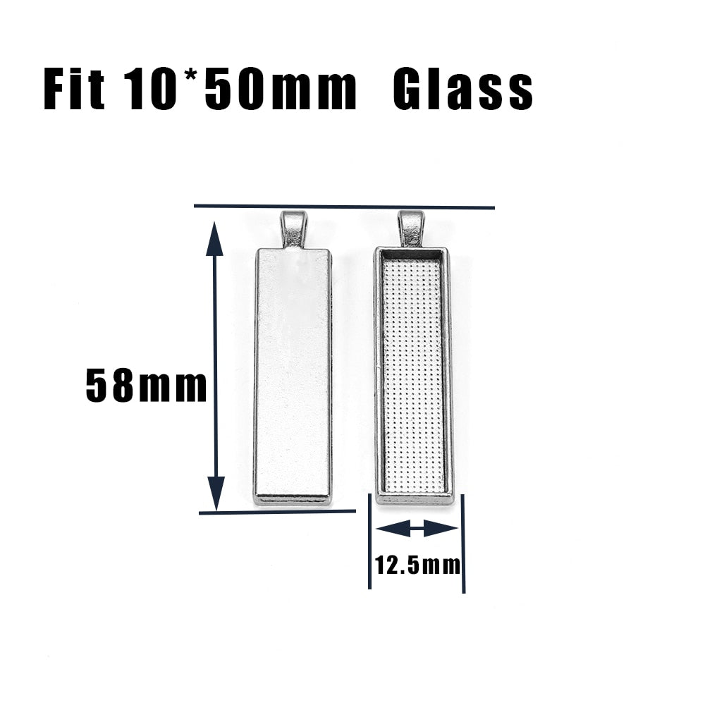 5pcs 10x50mm Rectangle Pendant Cabochon Base