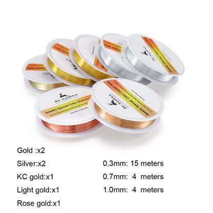 Copper Wire "Never Fade", Thread Metal String Wire - 7 Rolls