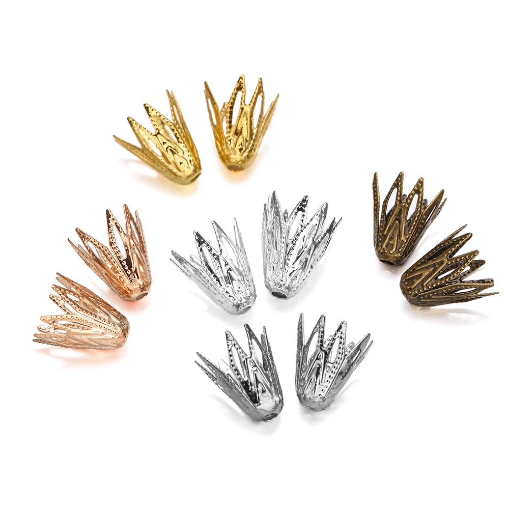 8x10mm Gold Filigree Cone Flower Bead Caps, 100pcs