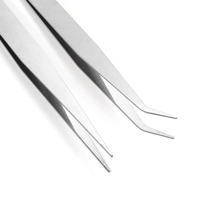 2pcs Anti-Static Bend Long-Nose Tweezers for Bead & Jewelry Sewing