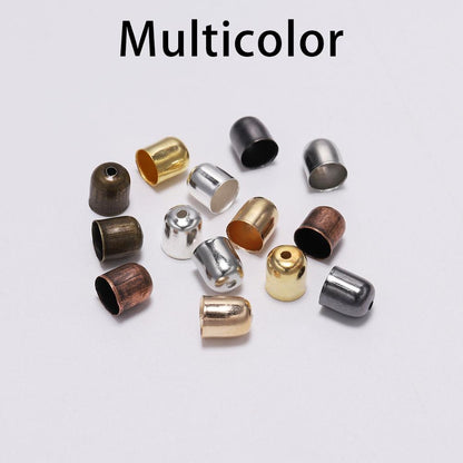 Leather Cords Bracelets Buckle End Tip Tassel Caps 3-10mm, 50-100pcs