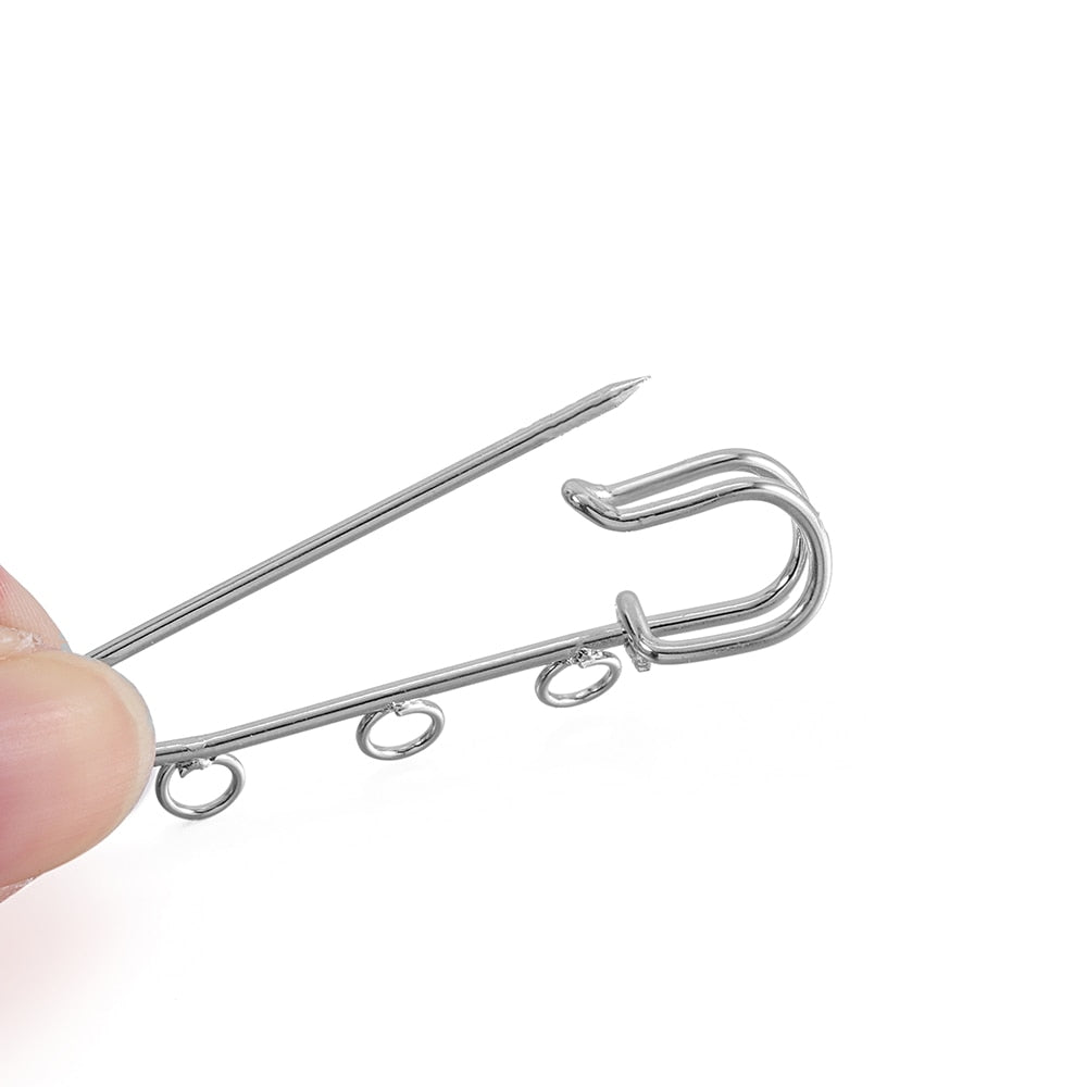 10pcs Safety Pins Brooch Blank Base, 50-90mm