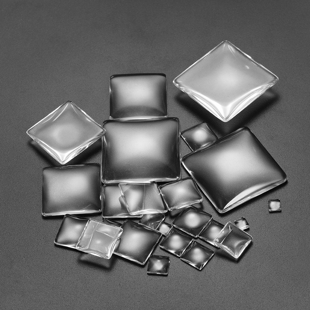 5-50pcs 6-40mm Clear Square Glass Cabochons
