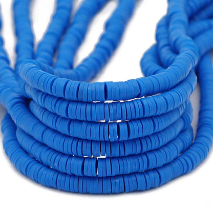 6mm Mixed Color Flat Round Polymer Clay Beads