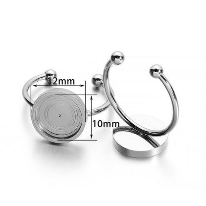 10pcs 4-10mm Stainless Steel Ring Settings