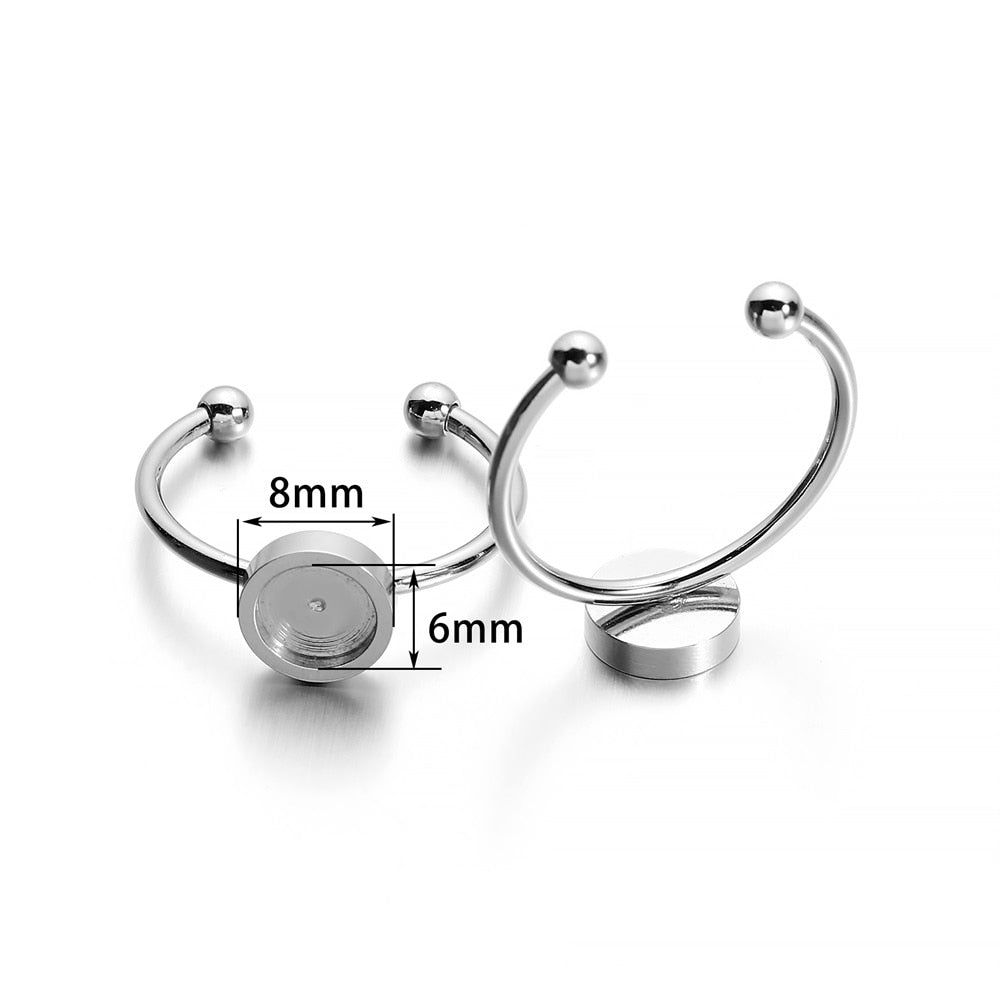 10pcs 4-10mm Stainless Steel Ring Settings