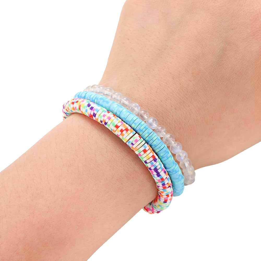 6-8mm Flat Round Polymer Clay Beads Mix