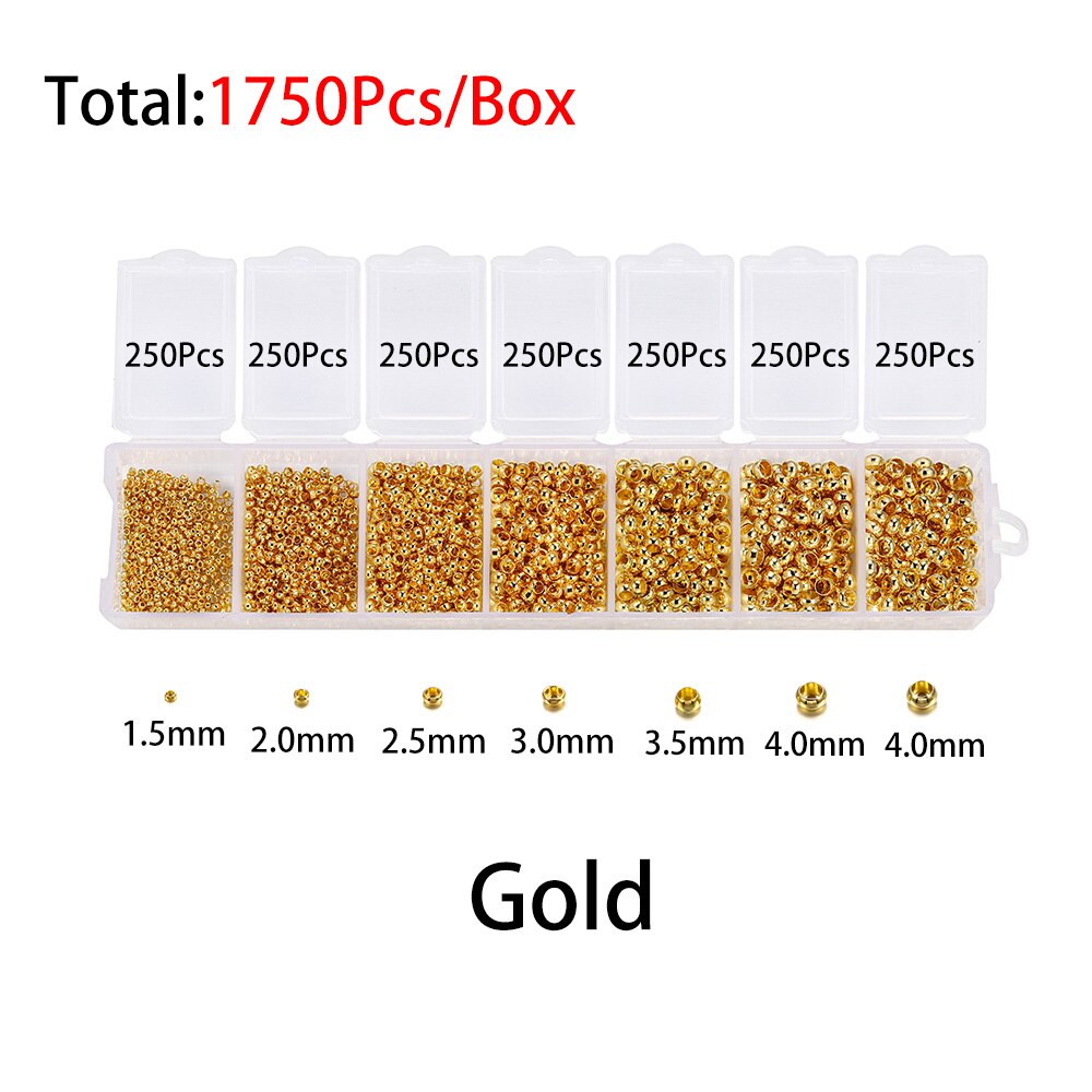 Mixed Color Crimp End Beads, 1750pcs