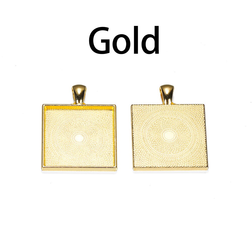 5pcs 25mm Gold Plated Square Cabochon Base