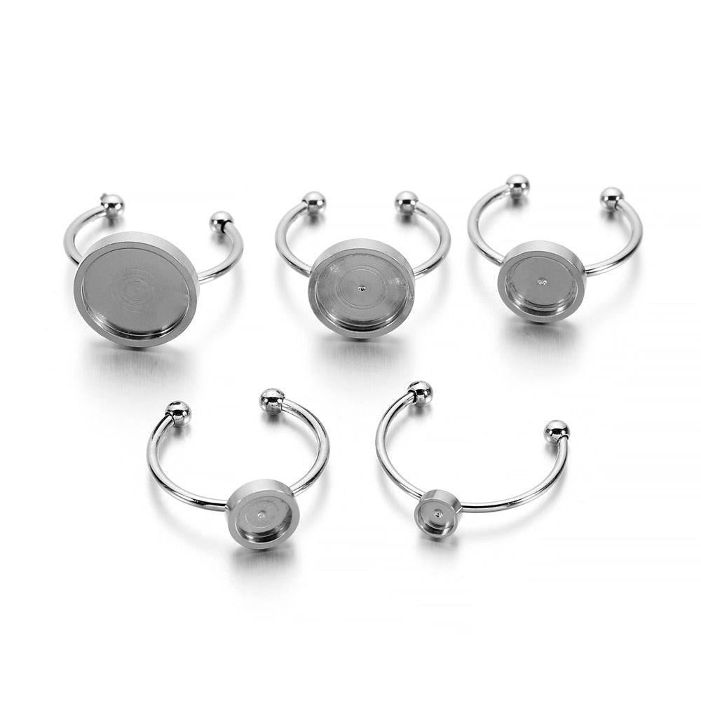 10pcs 4-10mm Stainless Steel Ring Settings