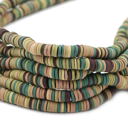 6mm Mixed Color Flat Round Polymer Clay Beads