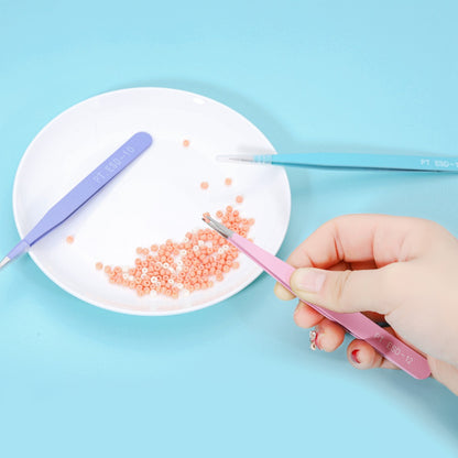 3-Color Bent Nose Tweezers, 1pc