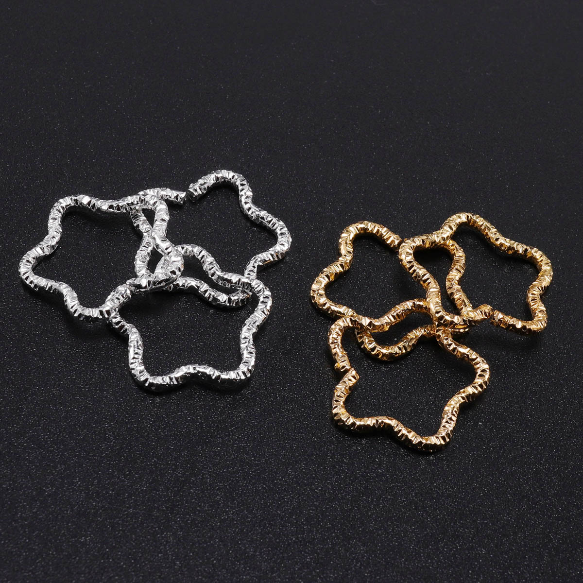 Gold Star 16.5mm Twisted Jump Rings, 50pcs