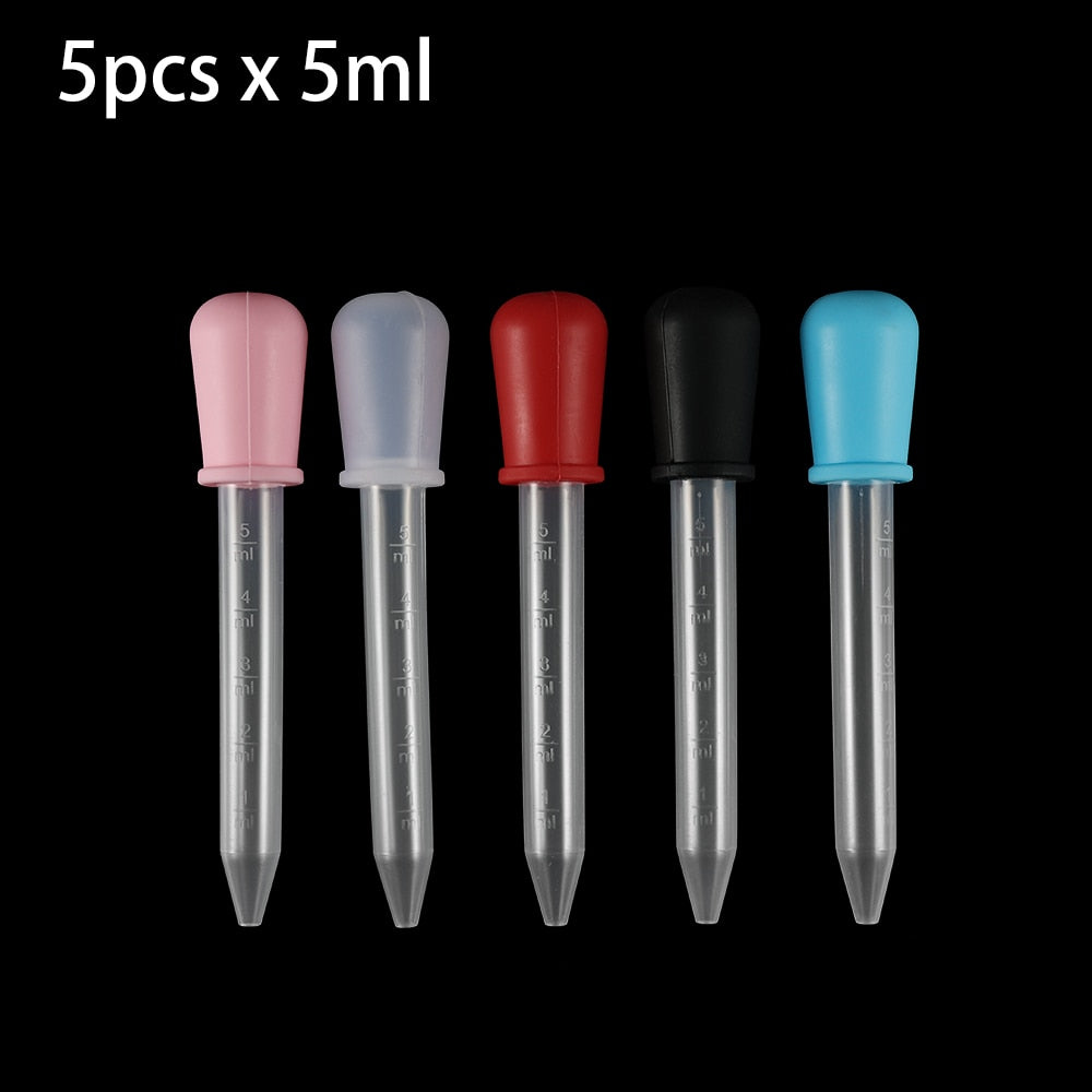2-5pcs 5ml Clear Silicone Graduated Droppers for Crafts & Candy Molds