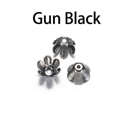 Gold Bronze 6-Leaf Flower Bead Caps, 50pcs