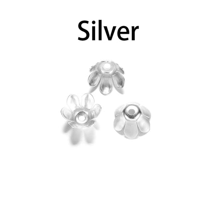 Gold Bronze 6-Leaf Flower Bead Caps, 50pcs