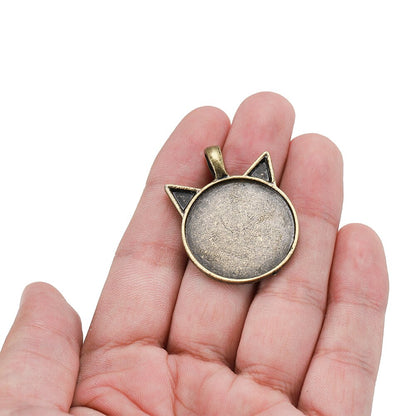 5pcs 25mm Cat Pattern Pendant Cabochon Base