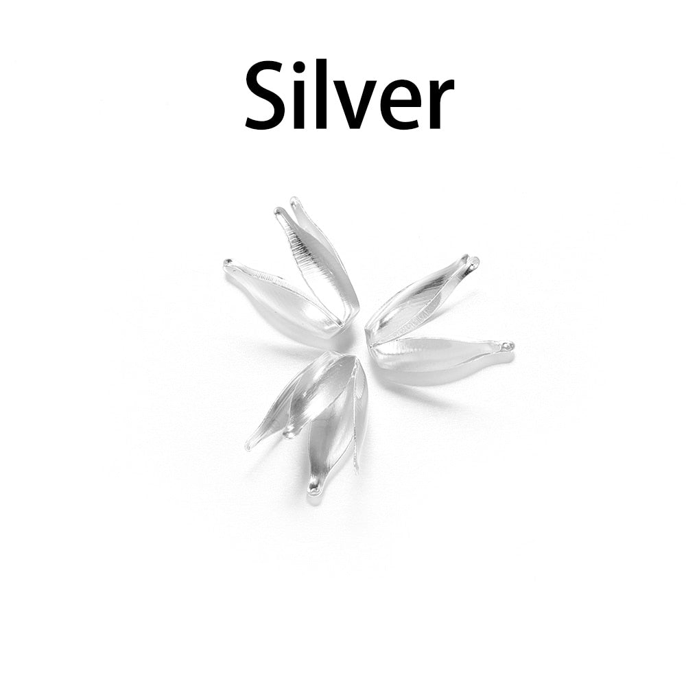 Silver Gold Filigree Petal Bead Caps, 100pcs
