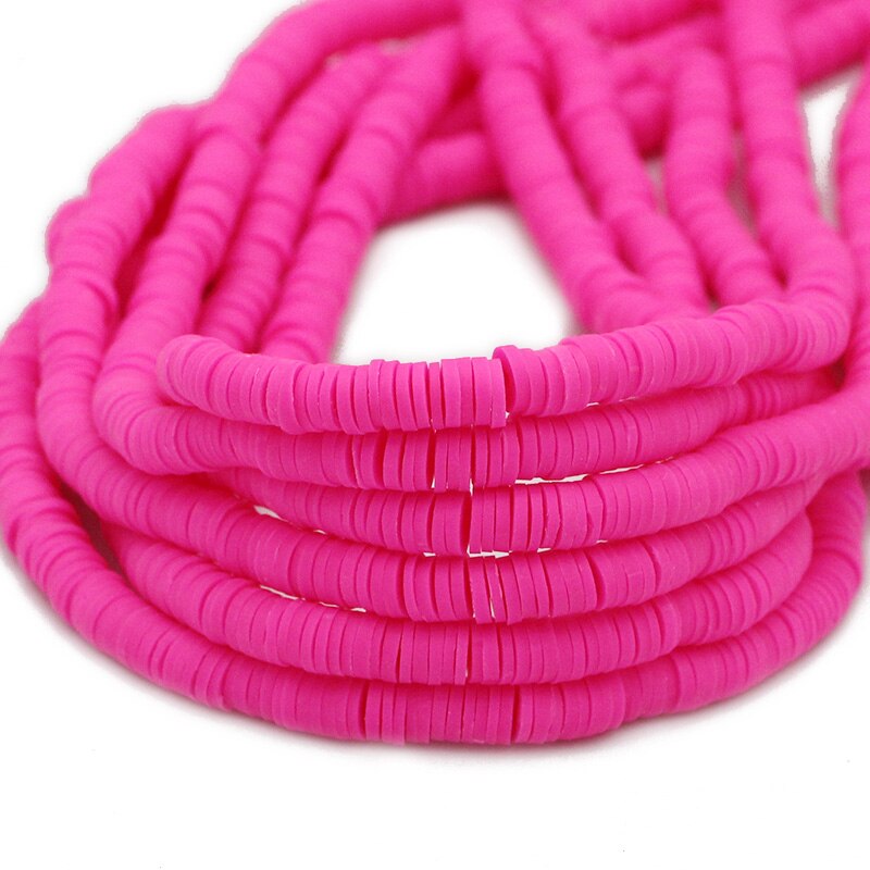 6mm Mixed Color Flat Round Polymer Clay Beads