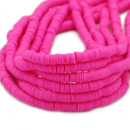 6mm Mixed Color Flat Round Polymer Clay Beads