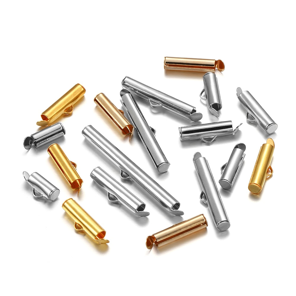 Crimp End Caps Slider Clasp, 30-50pcs