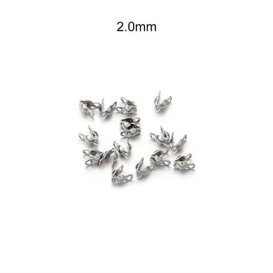 Stainless Steel Connector Clasp Gold Ball Chain End Crimps, 100pcs