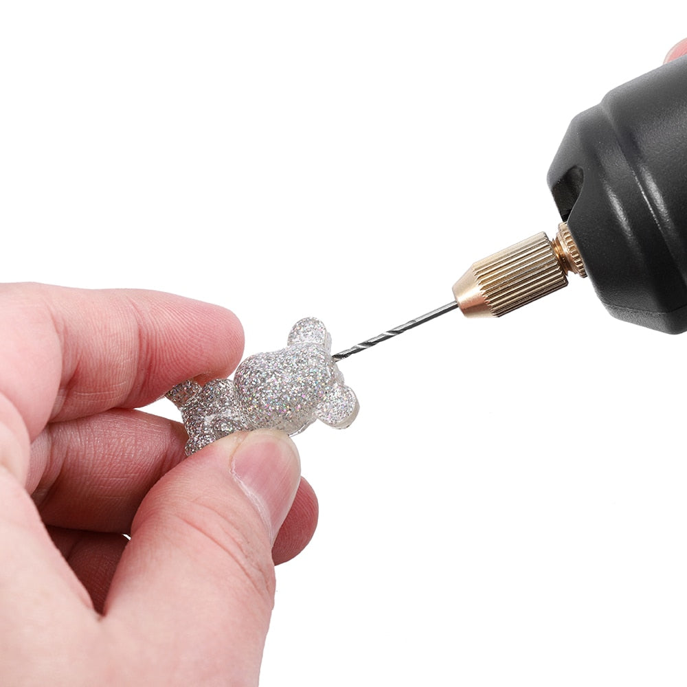 Portable 5V Mini Handheld Electric Drill Set with USB Cable & 3 Bits