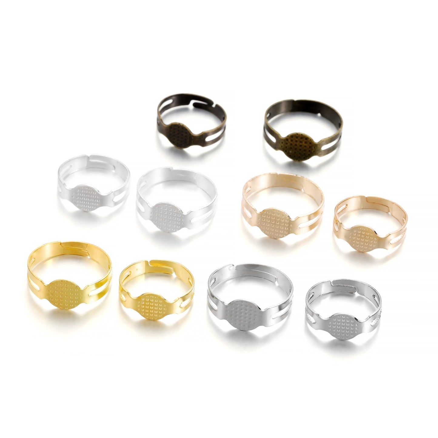 40pcs 7, 8mm Gold Plated Adjustable Rings