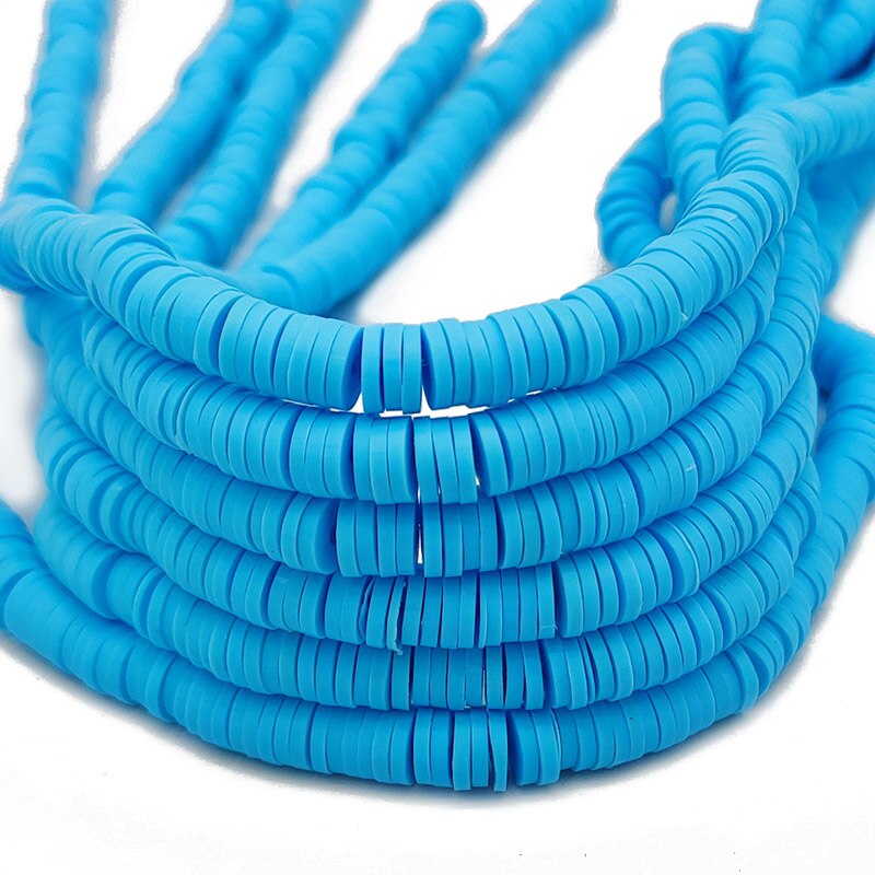 6mm Mixed Color Flat Round Polymer Clay Beads