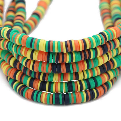 6mm Mixed Color Flat Round Polymer Clay Beads
