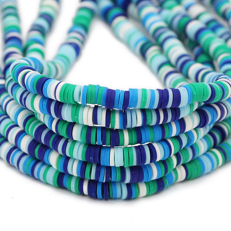 6mm Mixed Color Flat Round Polymer Clay Beads