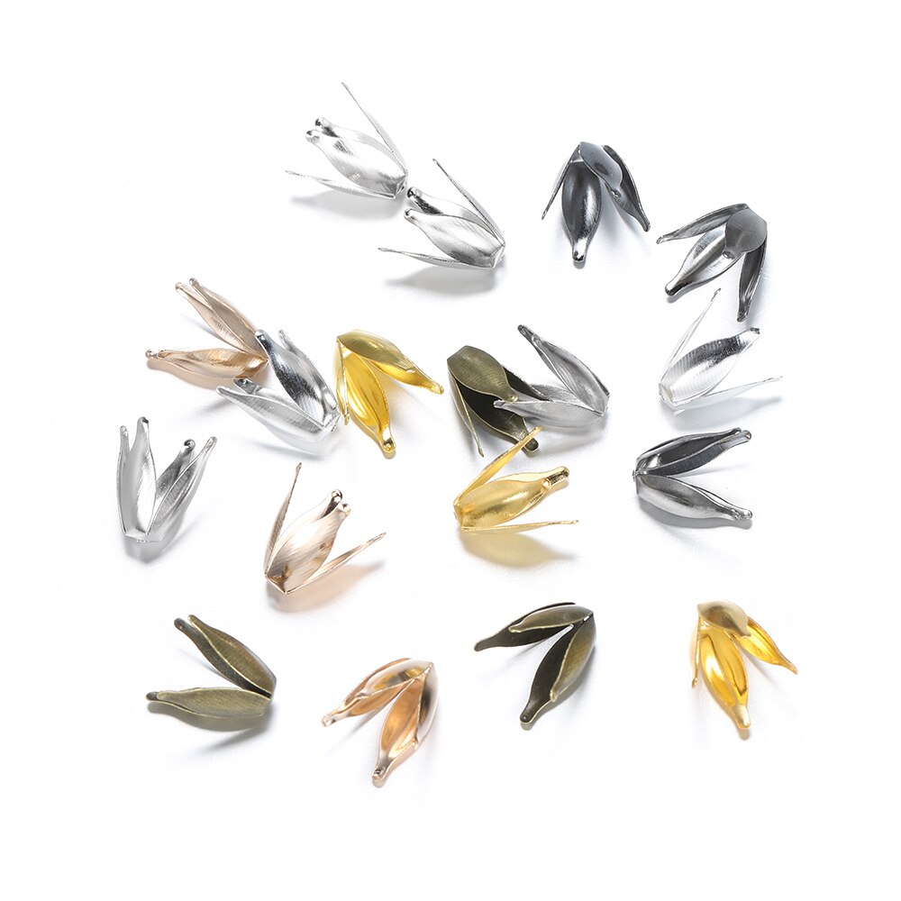 Silver Gold Filigree Petal Bead Caps, 100pcs