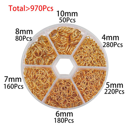 Mixed Color Jump Ring Set, 970pcs