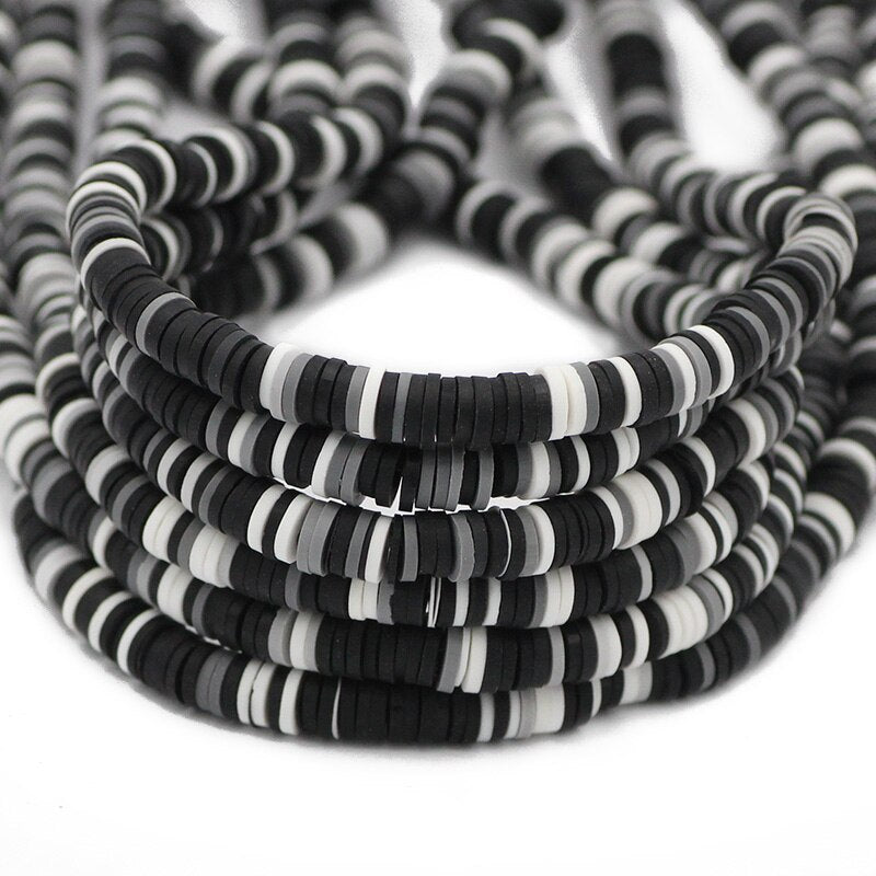 6mm Mixed Color Flat Round Polymer Clay Beads