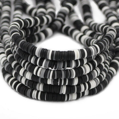 6mm Mixed Color Flat Round Polymer Clay Beads