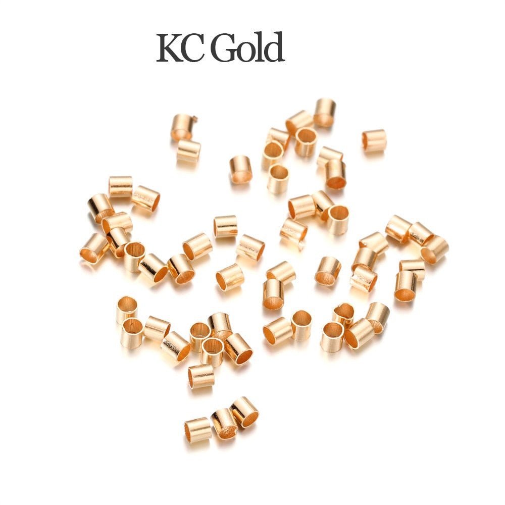 Goldkupfer-Rohr-Crimp-Endperlen, 1,5 2,0 2,5 mm, 150–500 Stück